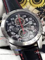 Perfect Replica TAG Heuer Carrera Calibre 16 Skeleton Watch Black Leather Band